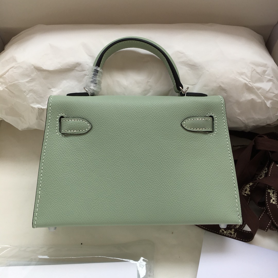 Hermes Kelly Mini II Bag 19CM In Sauge Green Epsom Leather